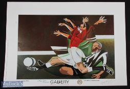Manchester United 'Tackle' Signed limited edition colour print signed by Alex Campbell (Artist)