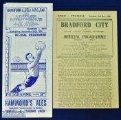 1946/47 Bradford Park Avenue v Bury 25 September; Bradford City v Tranmere Rovers 23 November 1946