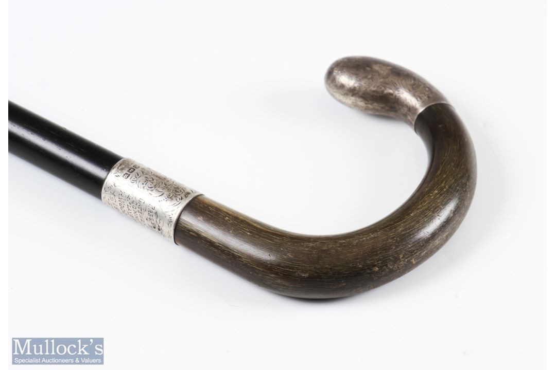 1924 Gatewen Football Club Hallmarked Silver Collared Presentation Walking Stick collar engraved ' - Image 1 of 2