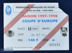 1997 The Battle of Brive, Rugby Ticket v Pontypridd: Very rare match ticket for one of the most