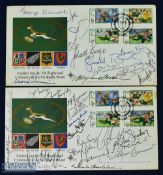 Scarce pair of FDCs, signed by Springboks (2): SA Centenary 1989, two covers autographed legibly