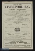 1945/46 War League North Liverpool v Grimsby Town match programme 19 April 1946, single sheet;