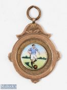 1923/24 Tenbury Nursing Challenge Cup 9ct Gold and Enamel Medal with enamelled footballer to