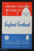 1938 England v Scotland international match programme at Wembley 9 April 1938; slight crease,
