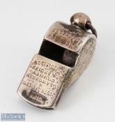 Glamorgan County v S Africa 1906 Rugby Referee's Whistle: Engraved referee's whistle from this