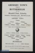 1944/45 War League North Grimsby Town v Rotherham Utd programme 23 September 1944 at Blundell