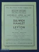 1937 FA Amateur Cup final match programme Dulwich Hamlet v Leyton 3 April 1937 at West Ham Utd, 4