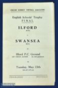 ESFA Cup final 1952 Ilford Boys v Swansea Boys programme 13 May 1952 at Ley Street, Ilford, 4 pages;
