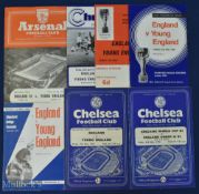 Collection of England v Young England match programmes 1955, 1958, 1961, 1964, 1966, 1968, 1969;