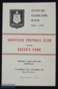 1957-58 Sheffield Football Club v Queen's Park Football programme 24th October 1957 Centenary match