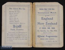 Very scarce Northern Rugby Football Union international match England v New Zealand (The 'All