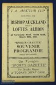 Scarce FA Amateur Cup semi/final match programme Bishop Auckland v Loftus Albion 12 March 1921 at