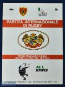1990 Dogi (Italy) v NZ Rugby Programme: Harder to obtain, the All Blacks on their European visit.