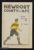 1946/47 Newport County v Luton Town Div. 2 match programme 26 October 1946 at Somerton Park; good.