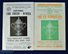 FA of I cup final programmes 1952 Cork Athletic v Dundalk 20 April 1952; 1953 Cork Athletic v