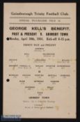 Pre-war 1933/34 benefit match programme Gainsborough Trinity v Grimsby Town single card 30 April