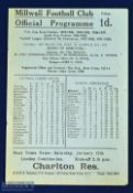 1945/46 Millwall v Northampton Town FAC match programme 7 January 1947 at The Den; 4 pager, good.