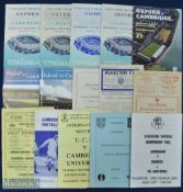 Collection of University representative football match programmes to include Oxford v Cambridge