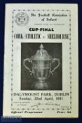 1951 FA of I cup final programme Cork Athletic v Shelbourne 22 April 1951 at Dalymount Park, Dublin;