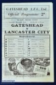 1946/47 Gateshead v Lancaster City FAC 2nd round 14 December 1946 at Redheugh park 4 pager, fair/
