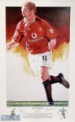 Paul Scholes Signed Manchester United Limited Edition colour print signed by Scholes and the