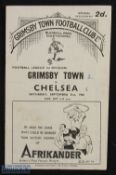 1946/47 Grimsby Town v Chelsea Div. 1 match programme 21 September 1946; crease, score on cover,