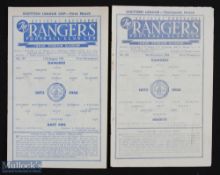 1956/57 Rangers home programmes v East Fife (SLC), Hearts (League) 15 December 1956, fair condition.