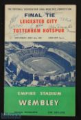 1961 FA Cup final match programme Tottenham Hotspur v Leicester City with pen signatures of the