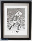 George Best Signed Manchester United Print black and white embossed 'Legend Series' signed in ink to