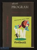 1958 World Cup in Sweden, quarter final match programme France v Northern Ireland 19 June 1958 at