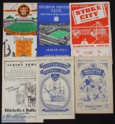 Selection of Manchester Utd 1952/53 away match programmes to include Stoke City, WBA, Portsmouth,
