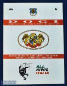 1989 I Dogi (Italy) v NZ Rugby Programme: Scarcer issue from the All Blacks tour. G