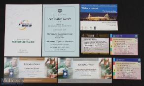 Irish Rugby Interest Items (8): Test match ticket v England 1999 (2) & Wales 2020, Heineken Cup