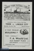 1947/48 Lincolnshire Senior Cup final Grimsby Town v Lincoln City match programme 8 May 1948 at