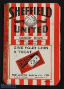 Wartime Cup qualifying match programme Sheffield Utd v Grimsby Town 3 February 1945; Sellotape to
