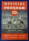 1950 USA/Canada tour match English Internationals v Manchester Utd programme 14 June 1950 at