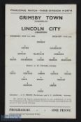 1951/52 Challenge match programme Grimsby Town (runners-up) v Lincoln City (Champions) at Blundell