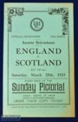 Pre-war 1933 England v Scotland amateur international match programme 25 March 1933 at Dulwich