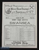 1933-34 West Han United v Swansea Town Football Programme 31st December 1932