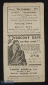 1932/33 FAC 4th round qualifying Newark Town v Boston Town match programme 12 November 1932 at