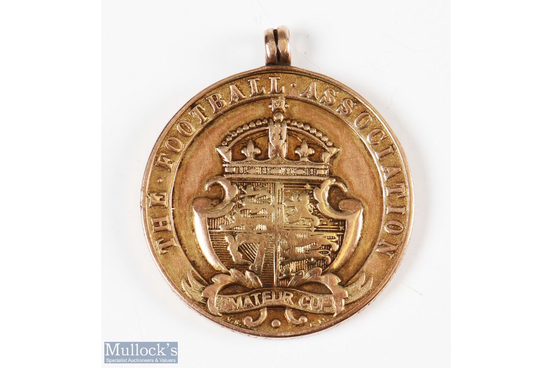 1895/96 FA Amateur Cup 9ct Gold Winners Medal awarded to Bishop Auckland's A Tucson, with Royal - Image 1 of 3