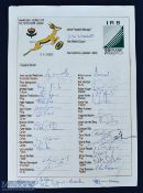 1999 RWC SA Springboks Rugby Squad Autographed Sheet: Colourful pre-printed sheet signed by 26