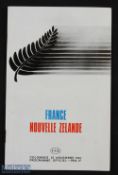 1967 France v NZ All Blacks Rugby Programme: The packed Paris issue for the Tricolores' Paris