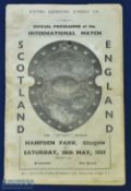1935 Scotland v England schools 'Victory Shield' match programme at Hampden Park 18 May 1935; NB: