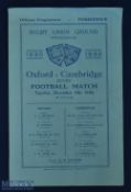 Scarce 1930 Varsity Match Rugby Programme: John Tallent v Viv Jenkins etc, and a 3-3 draw. Usual 4