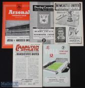 1952/53 Manchester Utd away match programmes v Aston Villa, Charlton Athletic, Newcastle Utd,