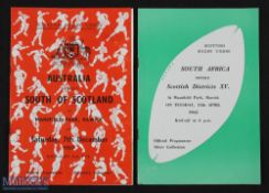 Rugby Tourists in Scotland Rugby Programmes (2): South of Scotland v Australia 1957 and Scottish