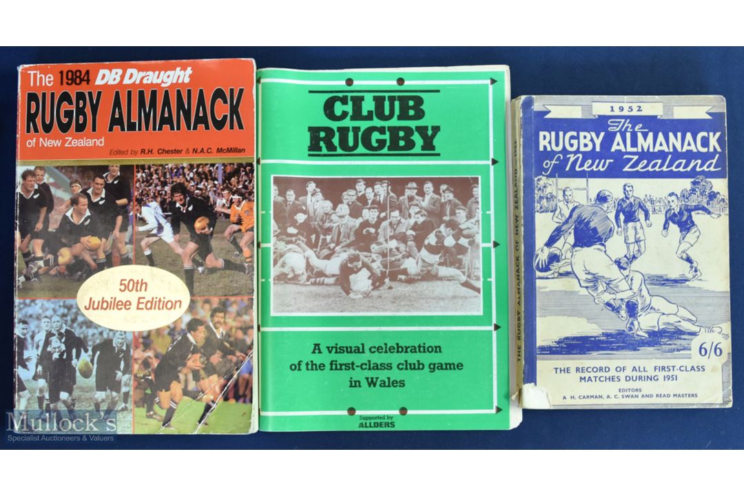 Rugby Almanacks etc Trio (3): The New Zealand Rugby Almanacks for 1952 (a little worn) and 1984 (