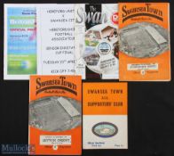 1961-1965 Swansea Town Football Handbook and programmes, to include Swansea v Scunthorpe Oct 1961,
