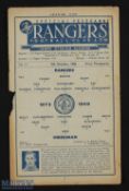 1948/49 Rangers v Hibernian Scottish League Cup 9 October 1948 programme; staple removed, with paper